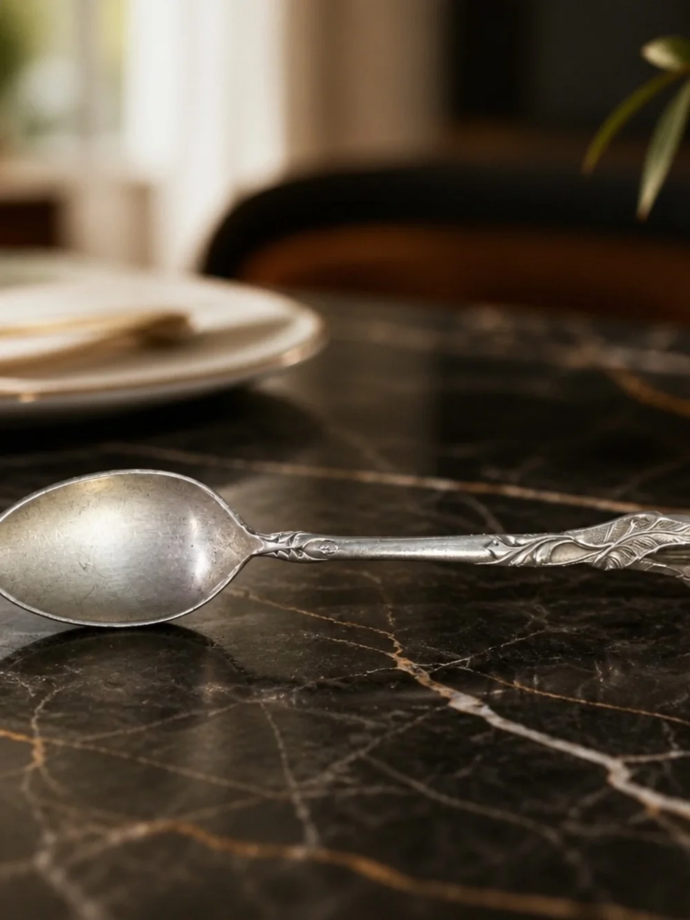 Vintage Floral Sterling Silver-Dessert Spoon Set - Home Dining